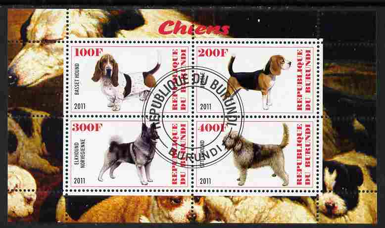 Burundi 2011 Dogs #9 perf sheetlet containing 4 values fine cto used