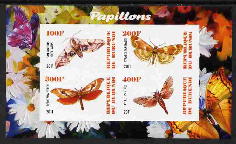 Burundi 2011 Fauna of the World - Butterflies #6 imperf sheetlet containing 4 values unmounted mint