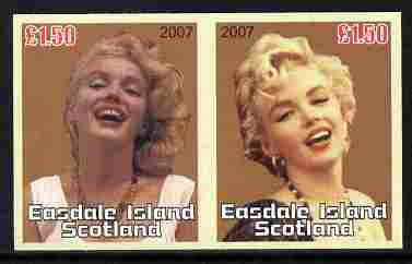 Easdale 2007 Marilyn Monroe £1.50 #2 imperf se-tenant pair unmounted mint