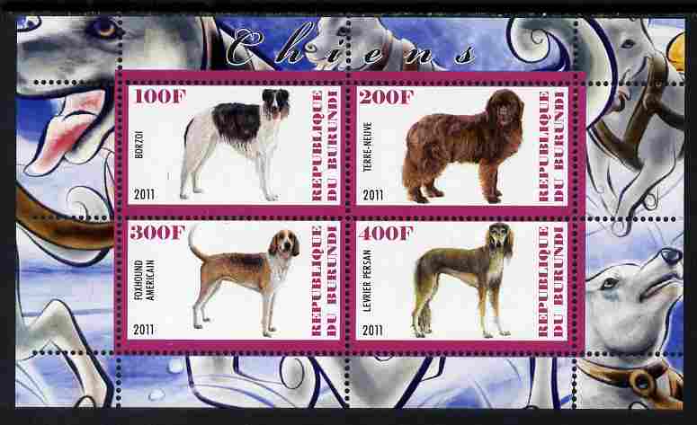 Burundi 2011 Dogs #4 - perf sheetlet containing 4 values unmounted mint