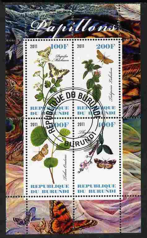 Burundi 2011 Butterflies #4 perf sheetlet containing 4 values fine cto used