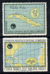 Cuba 1958 Stamp Day & Philatelic Exhibition set of 2 unmounted mint SG 864-65*