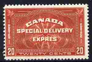 Canada 1930 Special Delivery 20c brown-red lightly mounted mint, SG S6