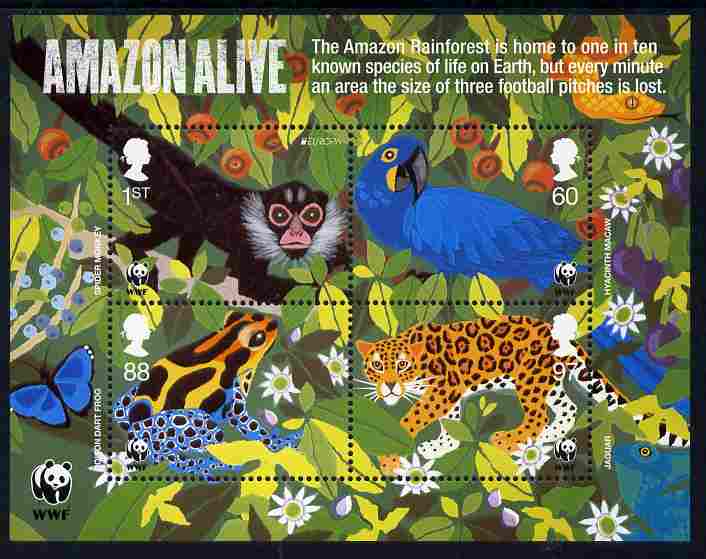GB Great Britain 2011 WWF - The Amazon Rainforest perf sheetlet containing 4 values unmounted mint