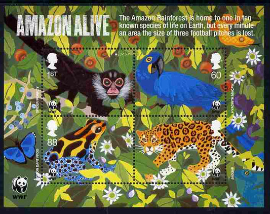 GB Great Britain 2011 WWF - The Amazon Rainforest perf sheetlet containing 4 values unmounted mint