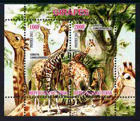 Chad 2011 Giraffes perf sheetlet containing 2 values cto used