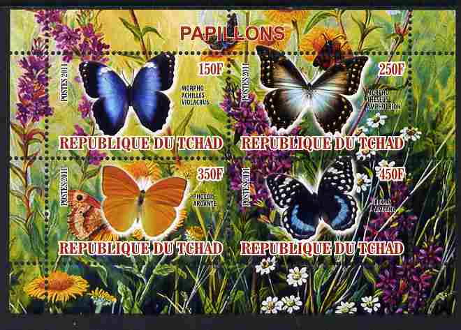 Chad 2011 Butterflies #2 perf sheetlet containing 4 values unmounted mint