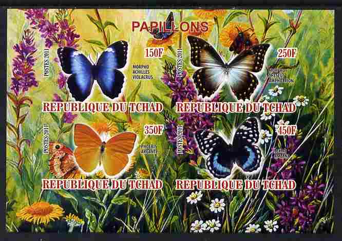 Chad 2011 Butterflies #2 imperf sheetlet containing 4 values unmounted mint