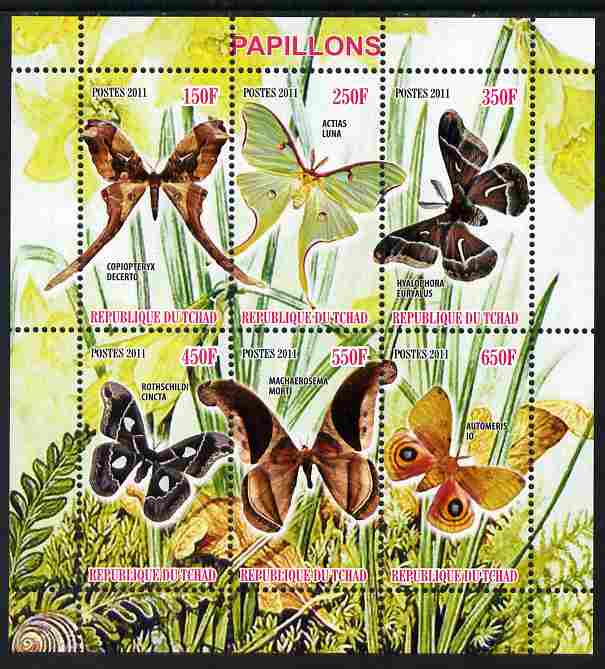 Chad 2011 Butterflies #3 perf sheetlet containing 6 values unmounted mint