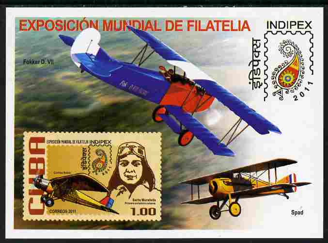 Cuba 2011 Indipex Stamp Exhibition - Aviators & their Planes perf m/sheet unmounted mint