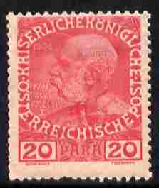 Austro-Hungarian Post Offices in the Turkish Empire 1908 60th Anniversary 20pa carmine on rose unmounted mint SG 69
