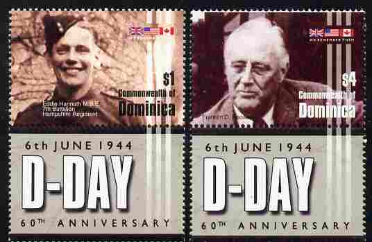 Dominica 2004 60th Anniversary of D-Day perf set of 2 each se-tenant with label unmounted mint SG 3397-98