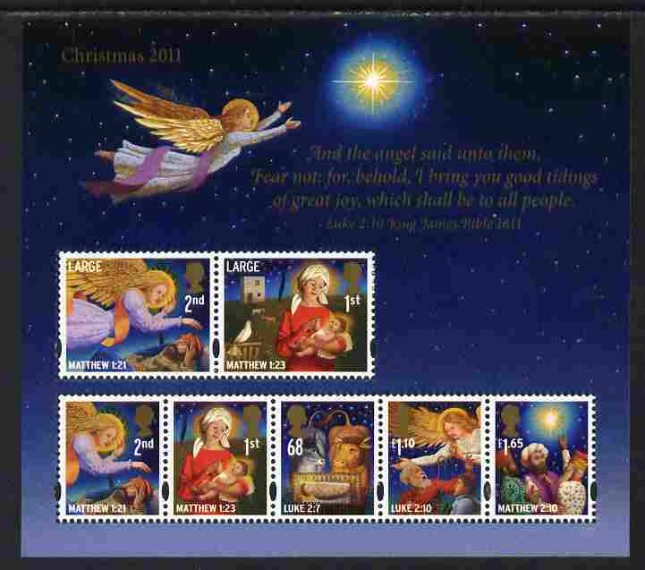 GB Great Britain 2011 Christmas perf sheetlet containing set of 7 values unmounted mint