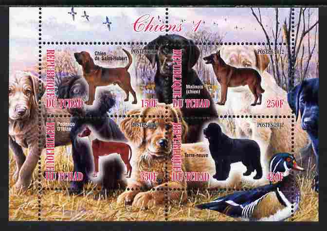 Chad 2012 Dogs #1 perf sheetlet containing 4 values unmounted mint