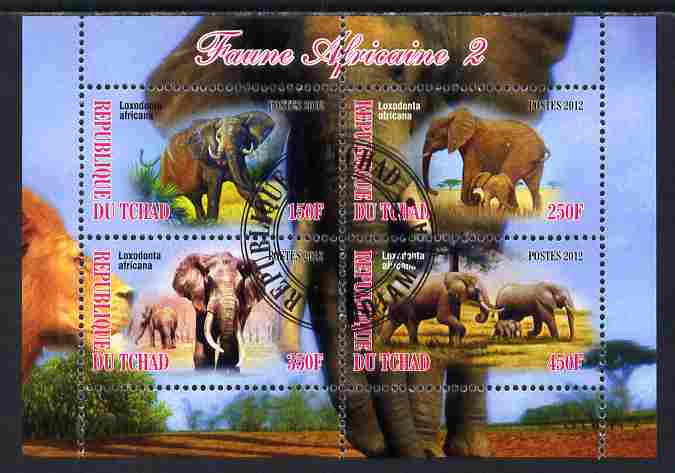 Chad 2012 African Fauna #02 perf sheetlet containing 4 values cto used