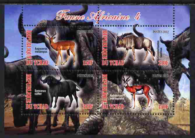Chad 2012 African Fauna #04 perf sheetlet containing 4 values unmounted mint