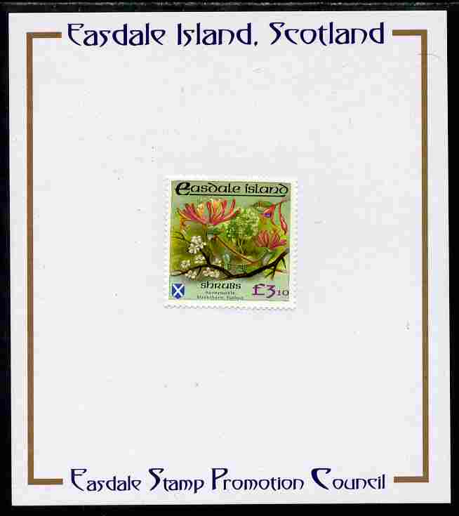 Easdale 1988 Flora & Fauna perf definitive £3.10 (Shrubs) mounted on Publicity proof card issued by the Easdale Stamp Promotion Council