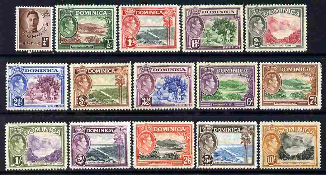 Dominica 1938-47 KG6 definitive set 15 values complete apparently unmounted mint SG99-109