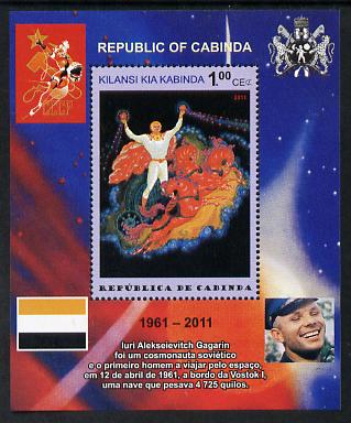 Cabinda Province 2011 Tribute to Yuri Gagarin - Paintings #06 perf souvenir sheet,unmounted mint