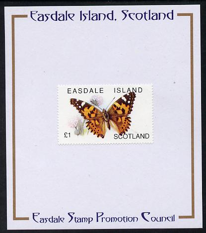 Easdale 1996 Butterflies - £1 Painted Lady mounted on Publicity proof card issued by the Easdale Stamp Promotion Council