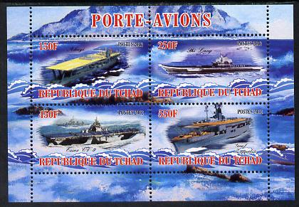 Chad 2012 Aircraft Carriers #4 perf sheetlet containing 4 values unmounted mint