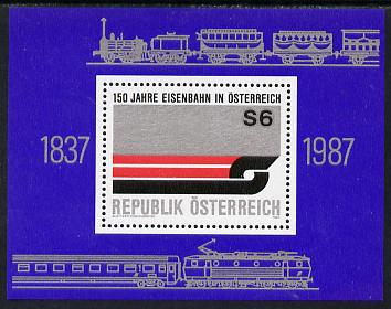 Austria 1987 150th Anniv of Austrian Railways sheetlet unmounted mint, SG MS2110