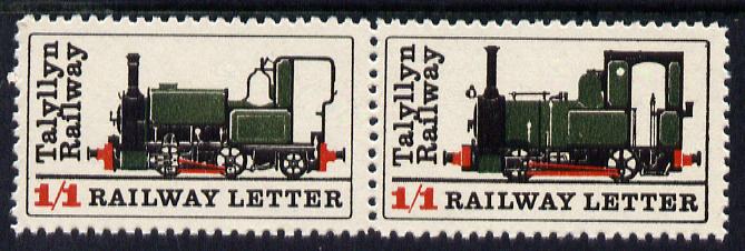 Cinderella - GB Great Britain Talyllyn Railway se-tenant pair of labels each denominated 1s1d for Railway Letters unmounted mint