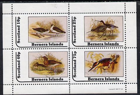 Bernera 1981 Birds #05 (3 Waders & Kingfisher) perf,set of 4 values (10p to 75p) unmounted mint