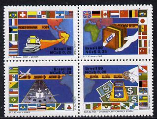 Brazil 1989 Postal Services se-tenant block of 4 unmounted mint, SG 2345-48