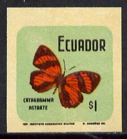 Ecuador 1970 Butterflies $1 (Catagramma astarte) in unmounted mint imperf with coloured background (as SG 1387)*