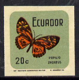Ecuador 1970 Butterflies 20c (Papilio zagreus) in unmounted mint imperf with coloured background (as SG 1381)*