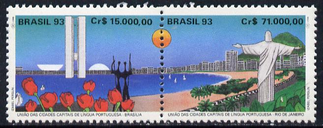 Brazil 1993 Portuguese Speaking Capitals se-tenant pair, SG 2579-80