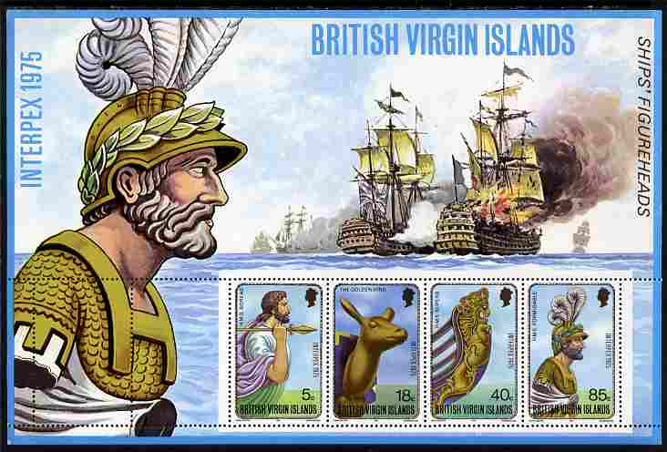 British Virgin Islands 1975 Interpex perf m/sheet showing Ship's Figure Heads unmounted mint, SG MS 329