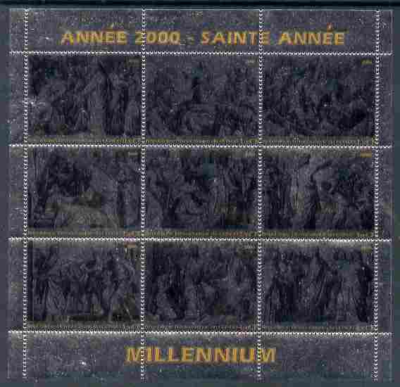 Congo 2000 - Millennium Holy Year #1 perf sheetlet containing 9 values printed on silver foil unmounted mint