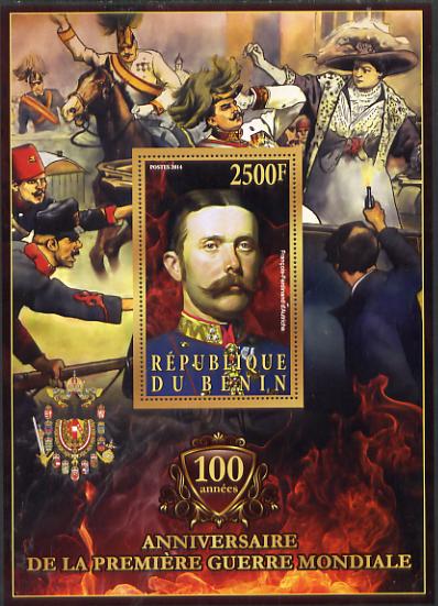 Benin 2014 Centenary of Start of WW1 - Franz Ferdinand of Austria large perf deluxe sheet containing one value unmounted mint
