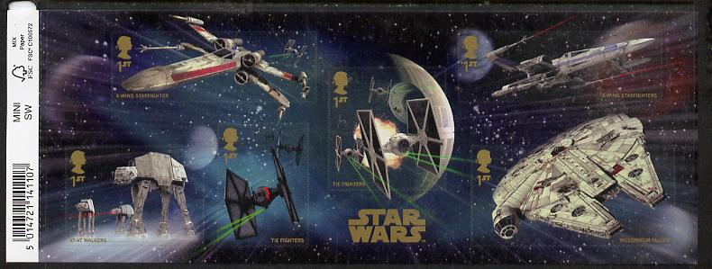 GB Great Britain 2015 Star Wars self adhesive m/sheet containing 6 values unmounted mint