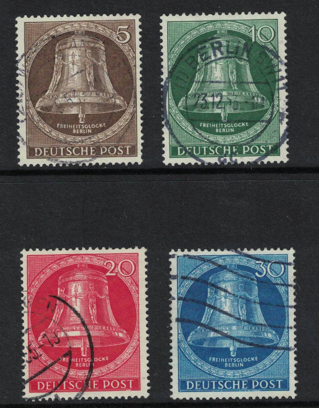 1953 Germany Berlin Liberty Bell Centre Clapper SGB101-104 Fine Used