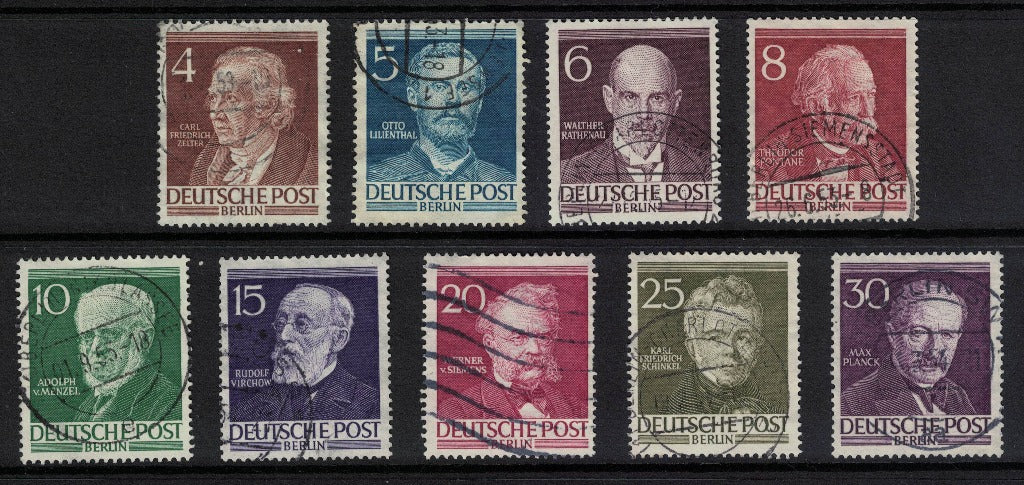1952 Germany Berlin . Famous Berliners. Part Set. All Good Used. SG B91-100. Clean backs