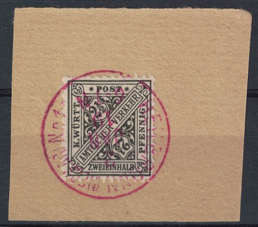 1906 Germany Official SGO182 2½pfg on piece with fine HEILBRONN No1 CDS