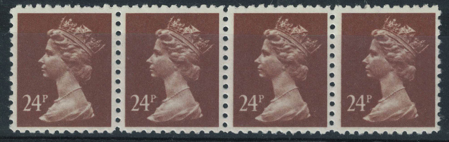 GB 1992 24p Light Brown FORGERY U/M Strip of 4