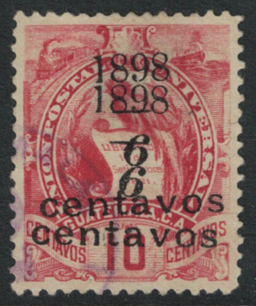 1898 Guatemala SG82 6c on 10 Overprint Doubled Error