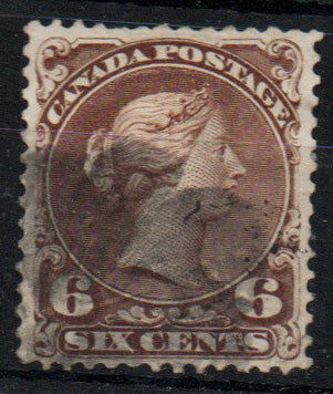 Canada 1870 6c Yellow-Brown SG59 Good Used