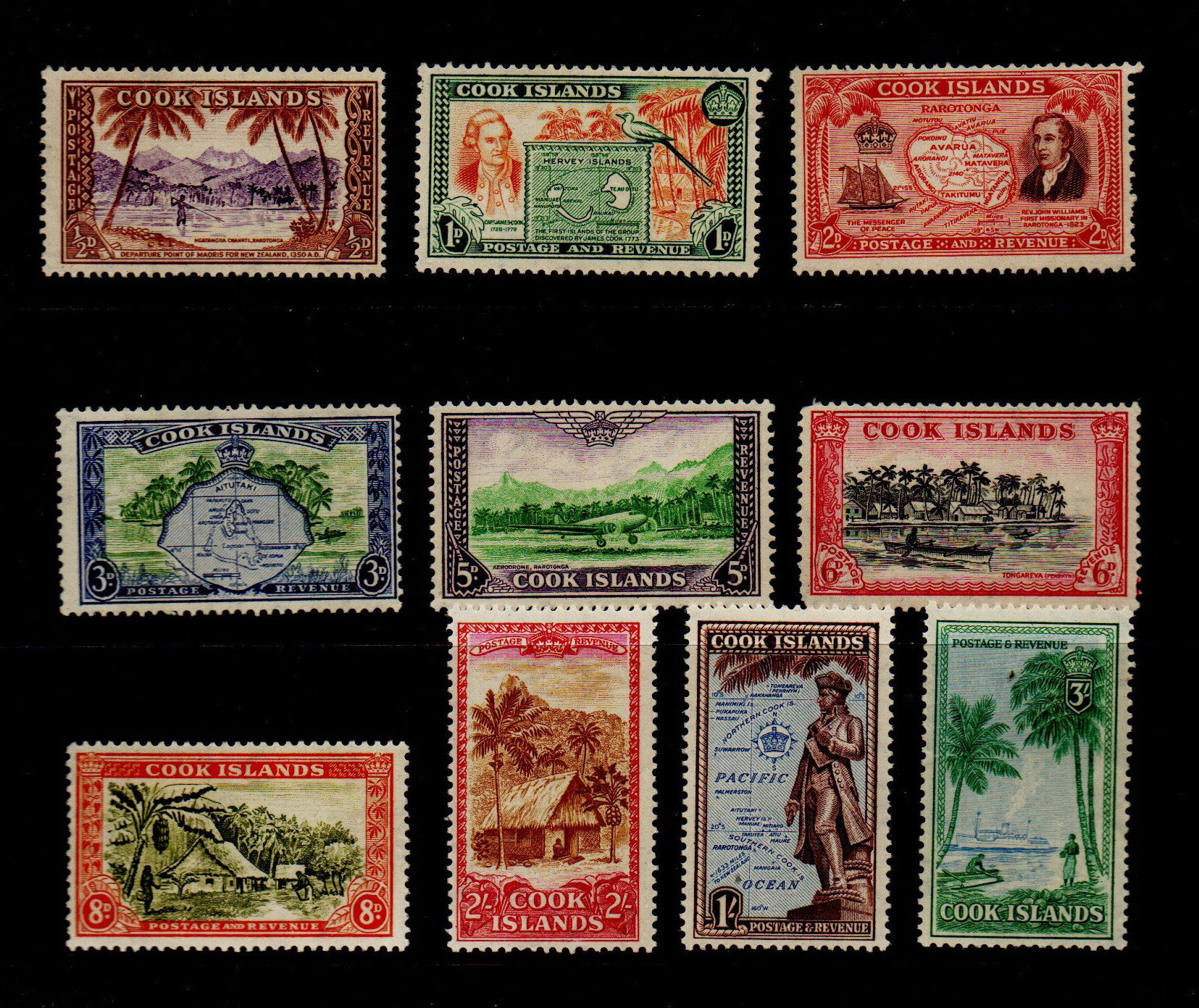 Australia 1949-61 Cook Islands Set to 3/- SG150 - 159 Lightly Mounted Mint