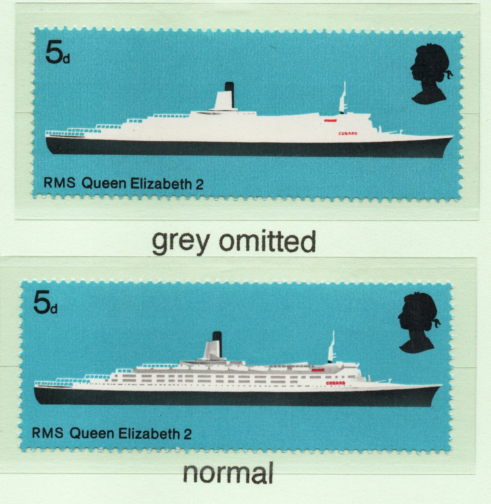 1969 SG778 5d British Ships Grey omitted (Deck Details) Error
