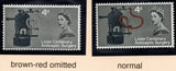 GB 1965 Lister SG667 4d Red Brown (Tube) Omitted Error U/M with normal (1316)