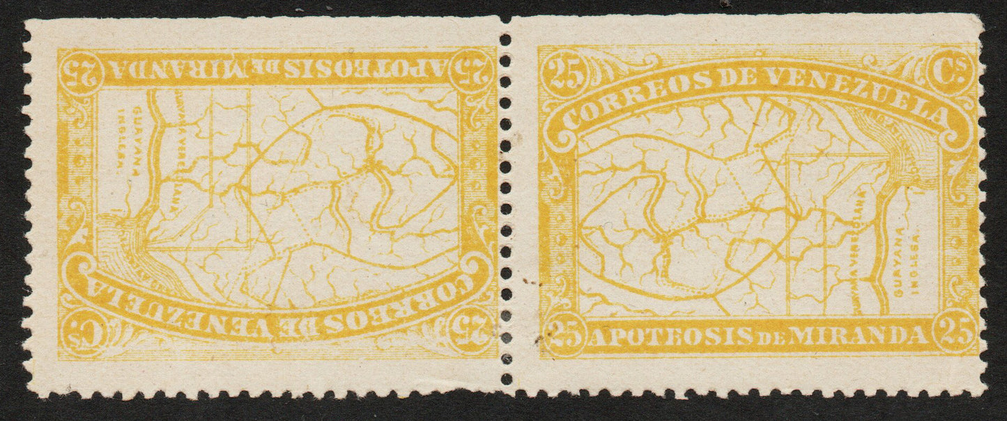 1896 Venezuela SG171a 25c Orange Tete-Beche Pair Mounted Mint 