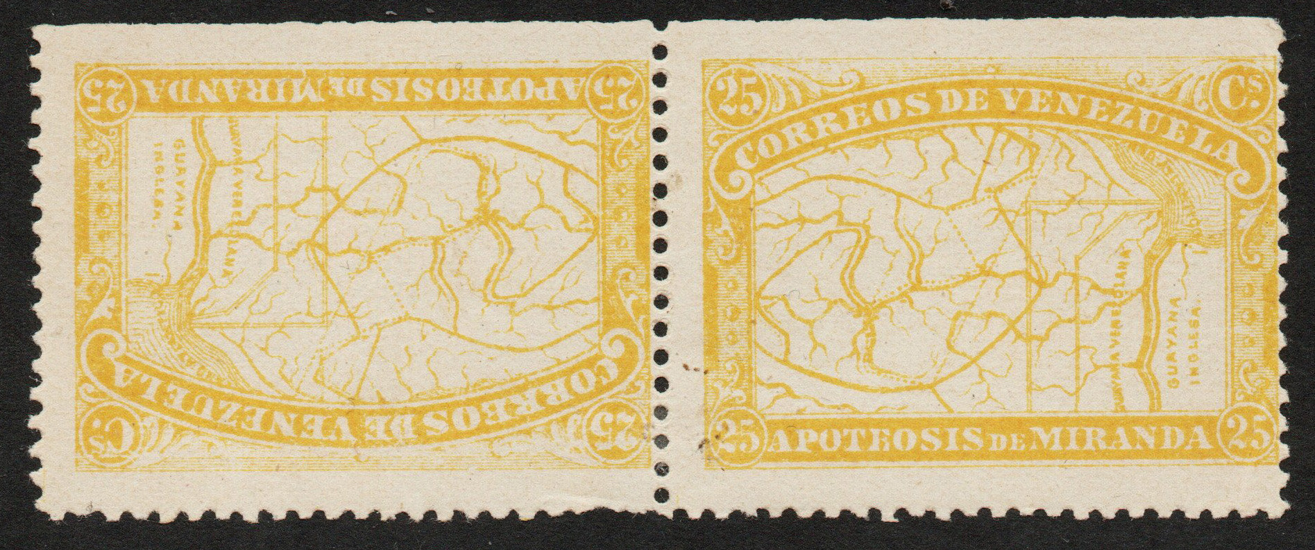 1896 Venezuela SG171a 25c Orange Tete-Beche Pair Mounted Mint 