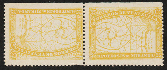 1896 Venezuela SG171a 25c Orange Tete-Beche Pair Mounted Mint 
