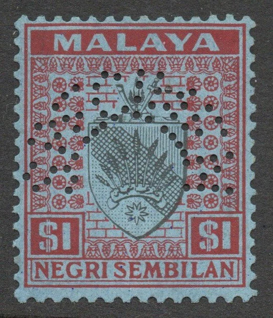 1935 Malaya Negri Sembilan Arms $1 Perforated SPECIMEN only approx 400 printed
