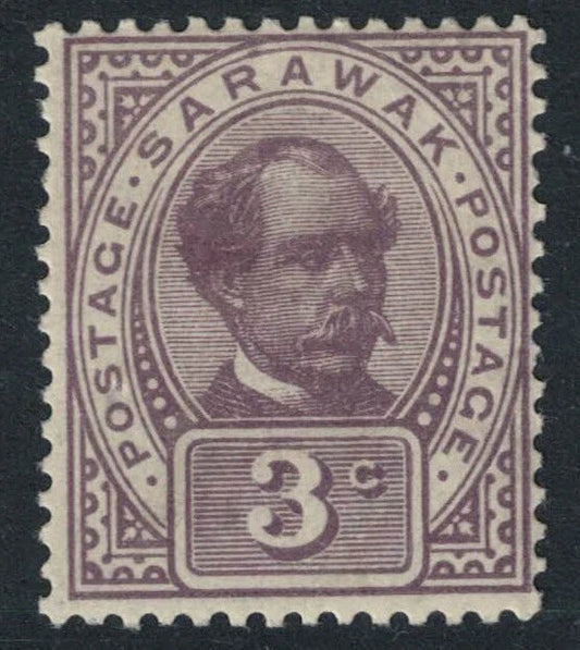 c1899 SC38 3c Sarawak Dull Purple Good Cat Value. Selling as U/M